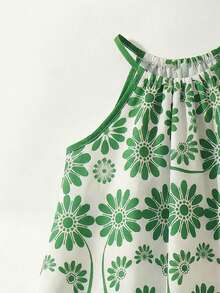 Maija Kids 1件装少女休闲优雅度假宽松可爱蓝白条纹+爱心图案吊带无袖连衣裙，适合日常穿着、返校、郊游、聚会、节日、春夏季节。 - 彩色 - 查看 3