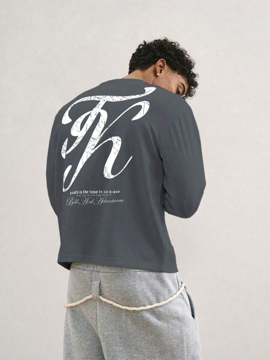 TOKVUE 男士舒适印花短袖T恤 - 灰色 - 查看 1