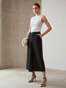 MOTF PREMIUM 女士褶裥拼接裙 - 黑色 - 查看 2