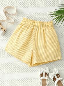SHEIN Tween Girls' Butterfly Decor Striped Skorts, Vacation Style - Yellow - View 2