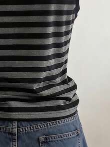 Lalippa 新款时尚休闲百搭条纹圆领背心，女士款 - 彩色 - 查看 3