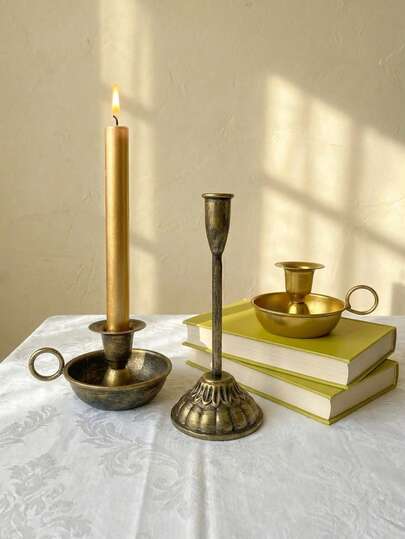 Cirelle 1pc Retro Candle Holder - Creative Forged Candle Holder, Candle Holder, Candle Light Dinner, Wedding Decoration Props, Iron Teacup Candle Holder - Creative Metal Ornaments, Suitable For Restaurants, Study Rooms