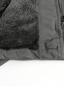 Manfinity Homme 宽松男士翻盖口袋抽绳腰连帽冬季大衣，男士冬季大衣，男士外套，男士连帽冬季大衣 - 深灰色 - 查看 5