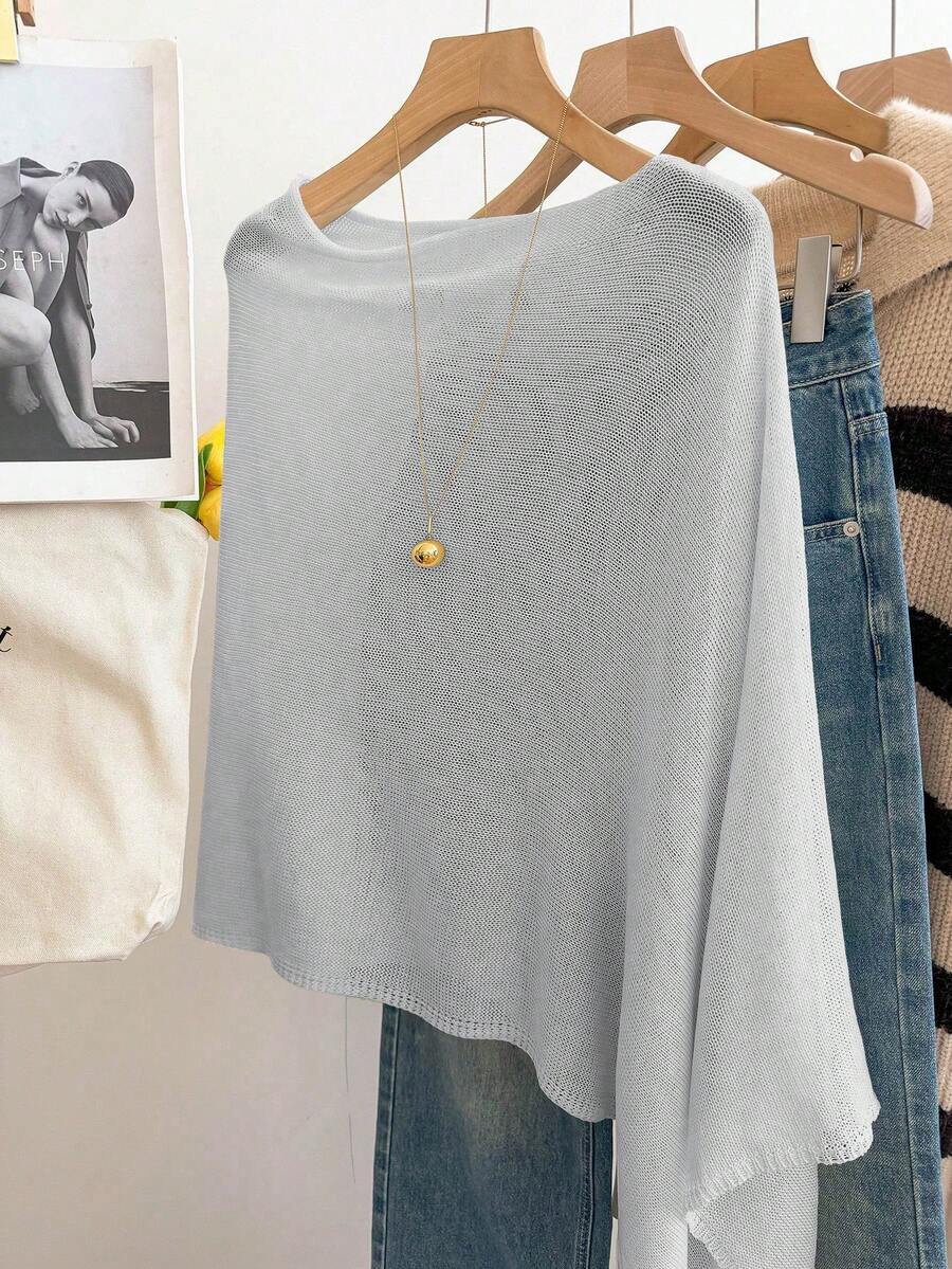 GlowEve Poncho ample décontracté de style vacances pour femmes, printemps/été - Gris pâle - Voir 1