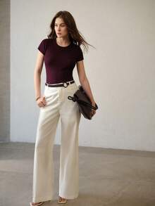 MOTF PREMIUM SOLID SLIM FIT RIBBED KNIT TOP - Purple - View 6