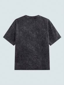 Modcrash Hemo 男士街头赛车图案T恤，略带弹力做旧效果棉混纺黑色圆领短袖T恤，休闲日常穿着 - 黑色 - 查看 2