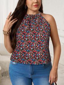 SHEIN LUNE 大码女式碎花休闲吊带背心 - 彩色 - 查看 1