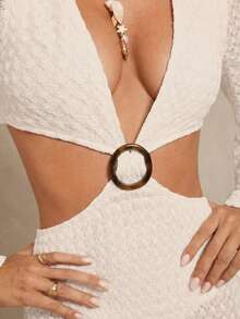 Lumalex 露背收腰连衣裙，裙摆蓬松 - 杏色 - 查看 9