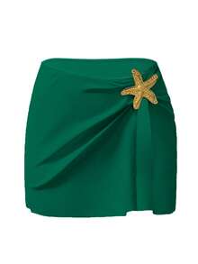 Swim Oasis 1 pieza Traje de baño de una sola pieza casual de vacaciones con decoración de pentágono lindo para mujer - Verde - Ver 4