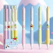 8支装静音按压式中性笔，INS可爱卡通造型，学生款0.5mm，速干ST笔尖，黑色墨水，大容量考试笔 - 多色 - 查看 8
