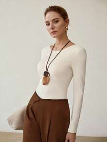 MOTF PREMIUM Áo dài tay dáng ôm, thắt eo, đa năng dành cho nữ. - Màu be - Xem 1