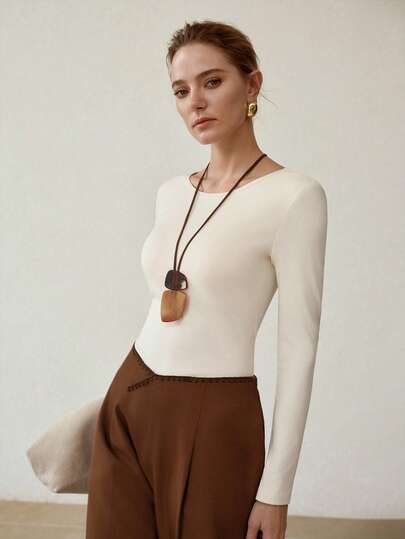 MOTF PREMIUM SLIM FIT LONG SLEEVE CINCHED WAIST VERSATILE LOUNGE TOP FOR WOMEN