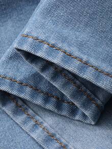 DAZY Bộ đồ denim dài dáng suông cổ chữ V buộc dây kiểu dáng nghỉ mát dành cho nữ mùa hè - Màu xanh lam - Xem 7