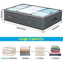 4Pcs New Material Under-Bed Storage Organizer, Clear Window & Reinforced Design, Durable Storage Box For Bedding, Clothes, Toys & Shoes (Grey) - Grey - View 4