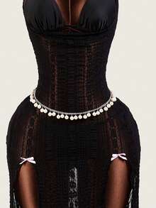 Zestiva 新款三件套女士纯黑色性感泳衣套装，带蝴蝶结 - 黑色 - 查看 8