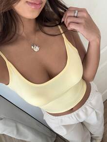 SHEIN EZwear 4 件套女士紧身短款休闲背心，粉色、蓝色、黄色、绿色，适合夏季 - 彩色 - 查看 6