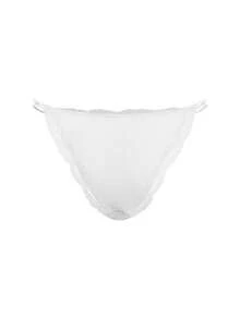 Ocili 3pcs/Pack Comfortable Minimalist 100% Cotton Lace Trim Elastic Waist Women's Panties, Chic Autumn - White - View 3