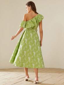 Aveloria Rosie Vestido sin mangas con volantes, cintura acampanada y tela jacquard versátil, de estilo europeo y americano para otoño/invierno - Multicolor - Ver 2