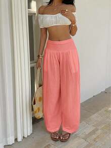 Sunnyshic Quần kẻ caro thanh lịch dành cho nữ - Hồng - Xem 4