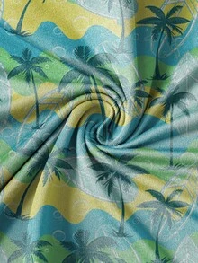 Manfinity RSRT Set tricou casual cu guler rotund pentru bărbați, cu design tropical de cocos și ocean energic, vacanță - Multicolor - Vizualizare 6