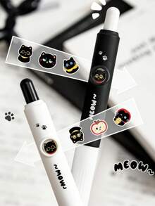 8pcs Cute Peekaboo Retractable Gel Pen, Aesthetic Quick-Dry Black Pen For Students, Exams & Intensive Writing, Cartoon Face-Changing Design - multicolor - View 5