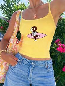 Y2K Cute & Playful Summer Vacation Women Casual Spaghetti Strap Tank Top - Multicolor - View 3