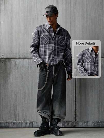 NEON BLANC 男士格子单排扣休闲百搭日常衬衫