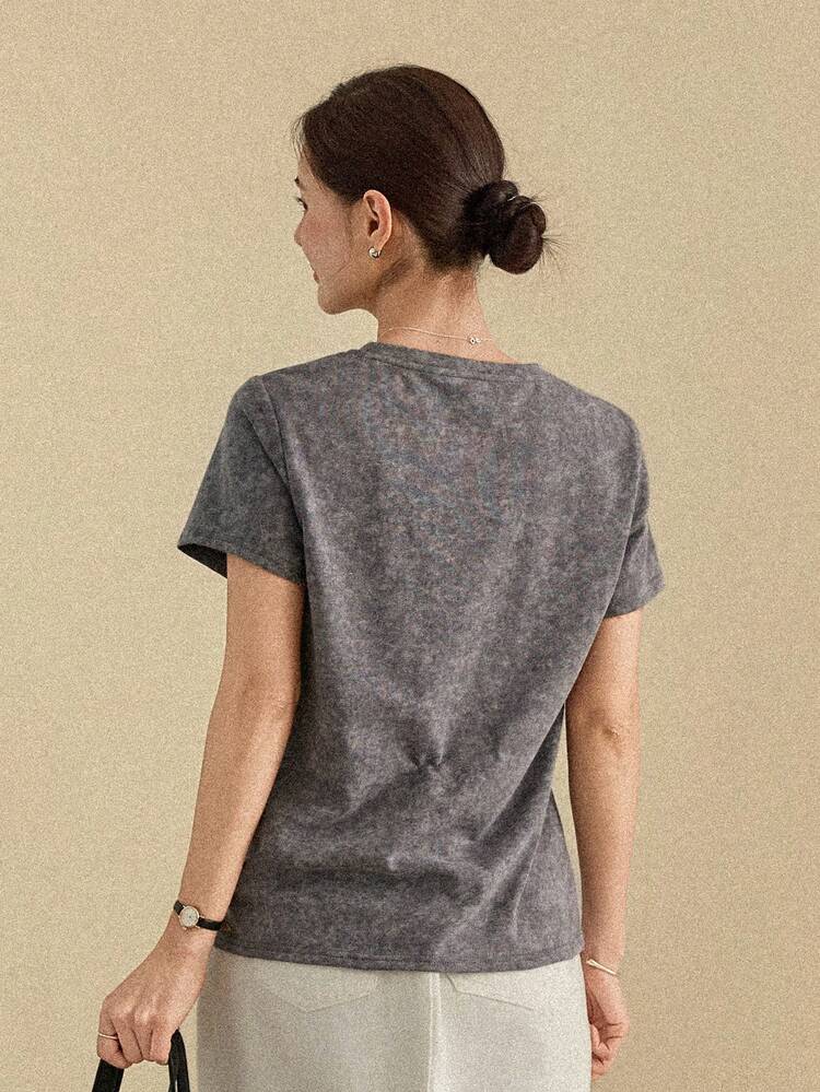 Women's Letter & Floral Print Round Neck Short Sleeve Casual T-Shirt Summer