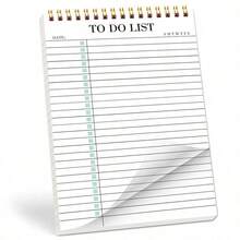 1Pc Minimalist To-Do List Spiral Notebook, A5 Undated Daily Planner , Checkbox Layout, Weekly Tracker & Date Section, Perfect For School, Office & Home Use - Multicolor - View 14