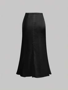 SHEIN MOD 女士优雅露背吊带上衣和鱼尾裙两件套，夏季 - 黑色 - 查看 10