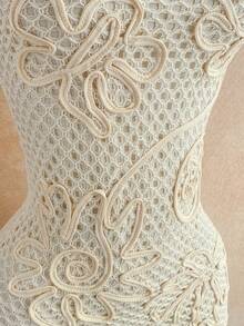 Soleia 女士度假风无袖收腰印花修身迷你连衣裙，适合派对、街头、海滩、邮轮、下午茶等场合，是夏季的理想之选。 - 杏色 - 查看 5