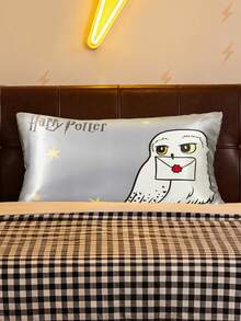 HARRY POTTER X SHEIN 2件装缎面枕套，采用柔软缎面材质，呵护秀发，透气凉爽，多种尺寸可选，可机洗。 - 灰色 - 查看 5