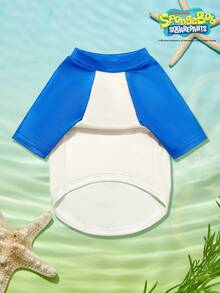 SpongeBob SquarePants | PETSIN 一件印有可爱小蜉蝣和章鱼图案的趣味字母宠物T恤，蓝白配色，柔软透气，亲肤舒适，适合猫狗穿着。 - 彩色 - 查看 4