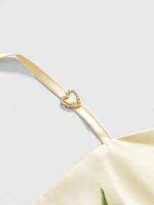 ROMWE Y2K Island Babe Lily Print Halter Neck Tie Strap Sexy Camisole For Women - Pale Yellow - View 6