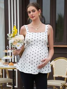 Momance Polka Dot Backless Bow Maternity Top For Women - White - View 5