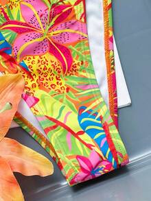 Zestiva Printed Floral Trim Design Sexy Bikini Set, Popular For Spring/Summer Golf White - Multicolor - View 9