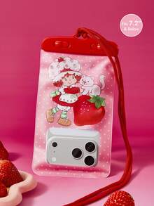 Strawberry Shortcake X SHEIN 1款卡通图案印花防水触屏透明水上运动手机包，适用于漂流、沙滩、游泳、划船、皮划艇、徒步旅行，保护手机、相机、现金、护照、文件免受水、沙子、雪、灰尘的侵害。草莓、甜美、田园风情。 - 粉色 - 查看 2
