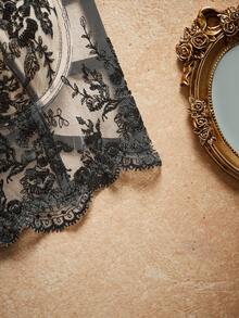 Myrelith Lencería sujetador de malla bordada con flores - Blanco y Negro - Ver 4