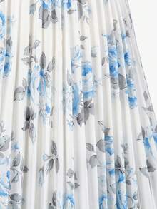 SHEIN 少女紫色碎花荷叶边泡泡袖连衣裙，适合春夏休闲、度假和日常穿着 - 彩色 - 查看 8