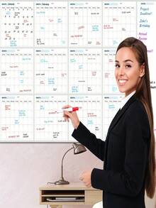 SHEIN Erasable Wall Mounted Calendar, 12-Month Annual Plan, Back To School Season, Study Supplies - Single Piece - View 13