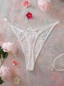 FloralLove 1 chiếc quần lót dây ren hoa hồng dành cho nữ - trắng - Xem 2