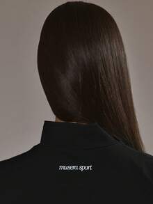 Musera Sport Áo khoác BBL không đường may, vạt lửng, khóa kéo, chỉ có áo trên, thích hợp cho môn Padel, trang phục mùa đông năng động, thể thao, tập gym, tập luyện, chất liệu hợp kim. - màu đen - Xem 6