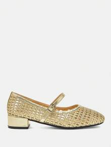 CUCCOO CURVES Zapatos planos de moda versátiles y casuales con diseño de hebilla para mujer - Dorado - Ver 7