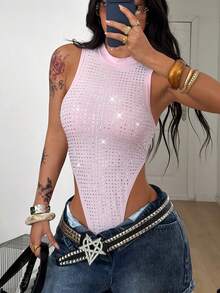 Coolane 女士秋冬Y2K皮革连体紧身衣 - 淺粉色 - 查看 3