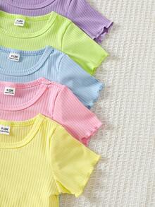 SHEIN Playful Pals Bộ đồ thể thao thường ngày mùa hè 5 món cho bé gái. - Nhiều màu - Xem 3