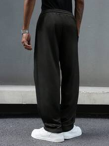 Manfinity Hypemode Young Casual, Drawstring, Split Hem Grey Men Sweatpants Holiday - Black - View 2
