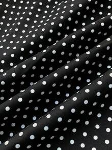 Bộ đồ nữ tuổi teen màu đen trắng, chấm bi xanh navy kiểu retro dáng chữ A với viền bèo nhún, phong cách thường ngày sinh viên. - Nhiều màu - Xem 3