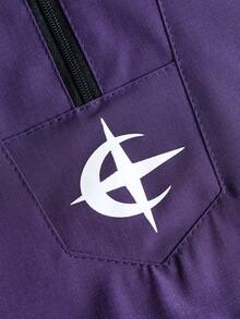 PAVTROS Men's Purple Autumn Streetwear Work Casual Hooded Double Layer Design,Half-Zip Embroidered Graphic Baggy Hoodie With Elastic Drawstring Hem For Men - Purple - View 7