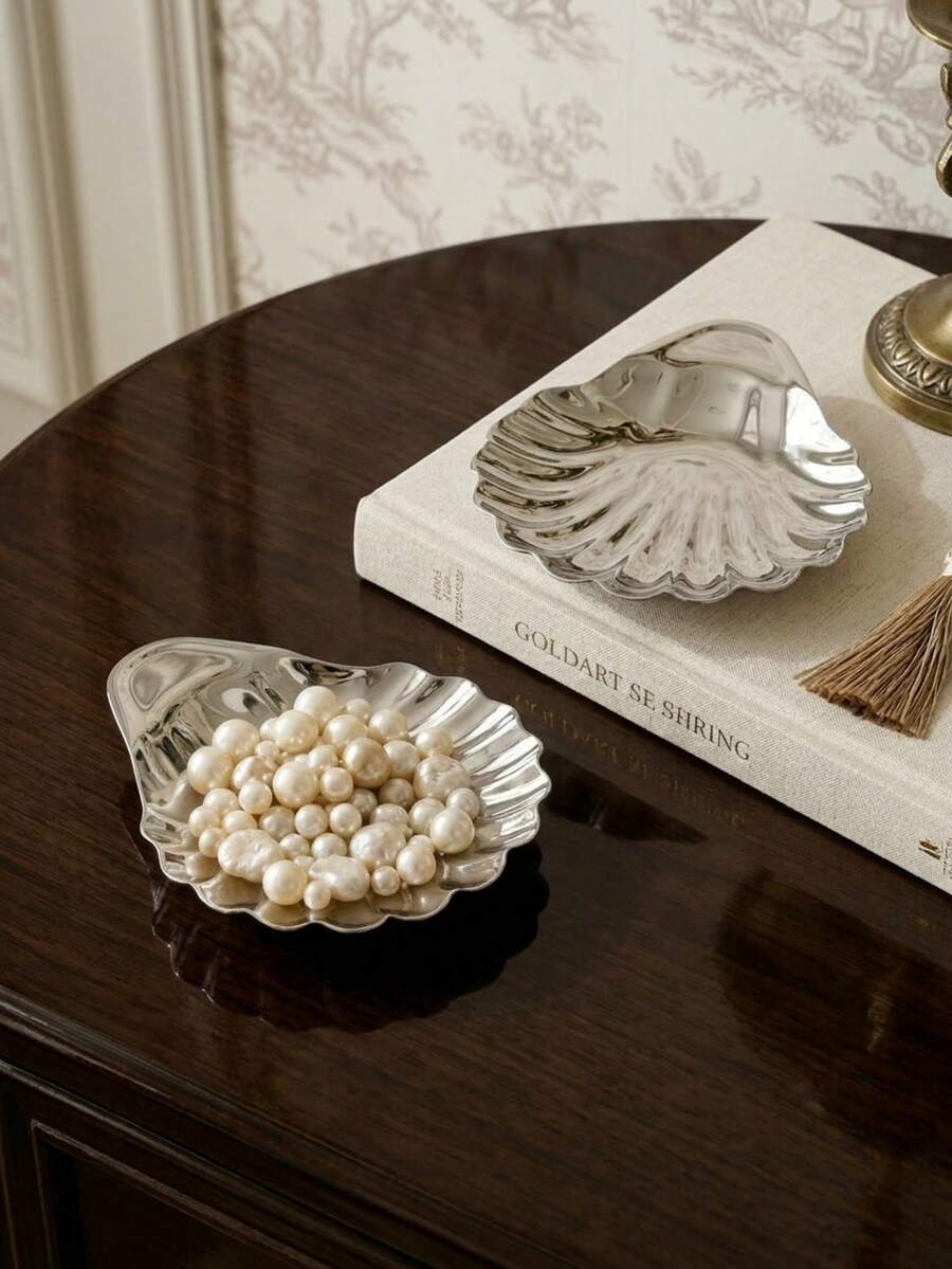 Cirelle Exquisite Shell-Shaped Tableware: Perfect For Seasonings, Cheese And Platters, Small Snacks, Parties, Home Decoration, Kitchen Organization, Beautiful Tableware, An Essential Item For Hosting Parties, And A Must-Have For Luxurious Dining - Silver - View 1
