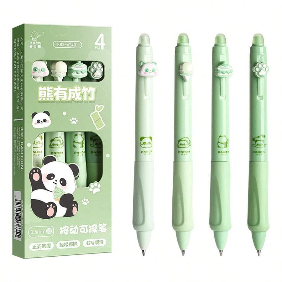 4支装人体工学握柄可伸缩可擦凝胶笔,书写流畅,热消笔,蓝黑墨水,适合学生使用,学习及日常使用。 - 多色 - 查看 1